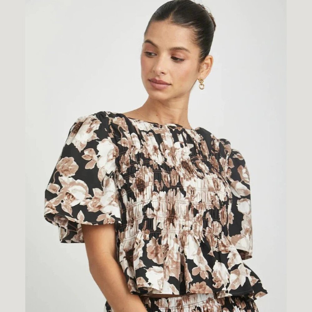 Rails, Rosie Top In Sepia Roses, Sz L, New without Tags!